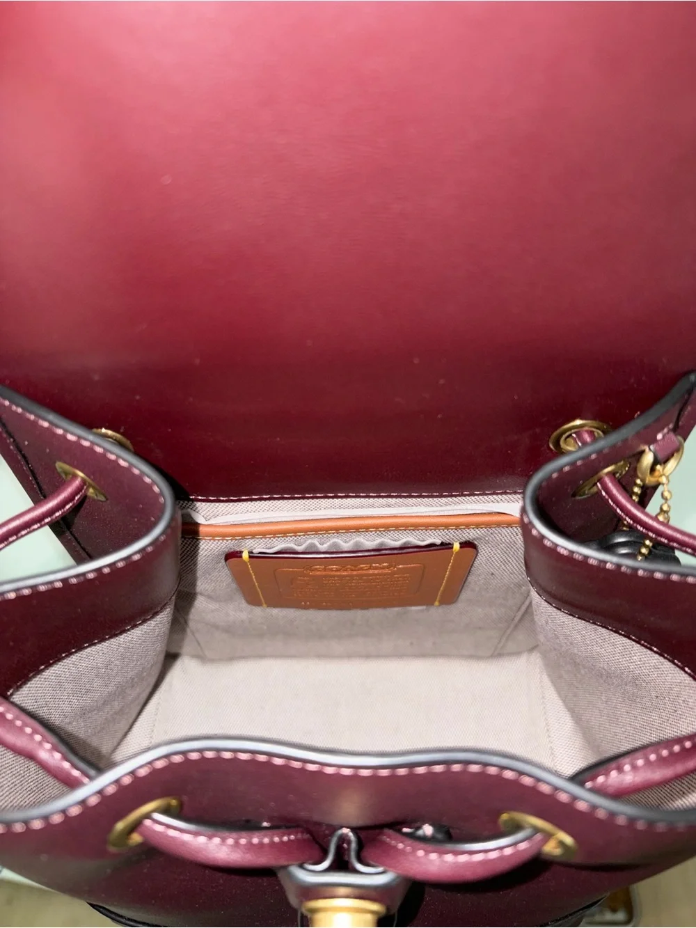 COACH Mini Backpack in Black Currant with Gold Hardware